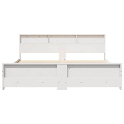 vidaXL Bed Frame with Shelf White 180 x 200 cm Solid Pine Wood 5