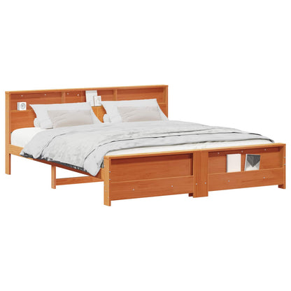 vidaXL Bed Frame with Shelf Wax Brown 180 x 200 cm Solid Pine Wood 2