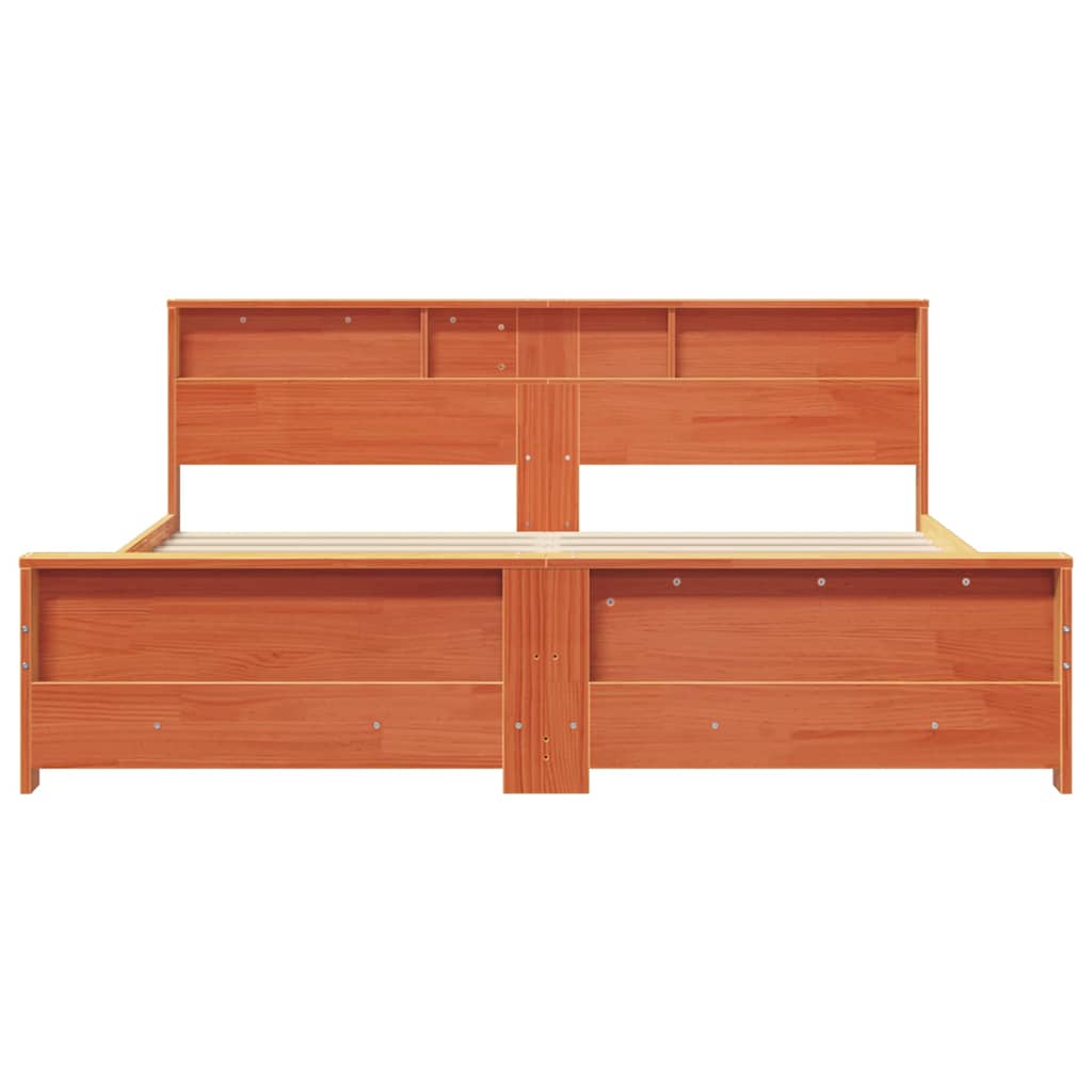 vidaXL Bed Frame with Shelf Wax Brown 180 x 200 cm Solid Pine Wood 5