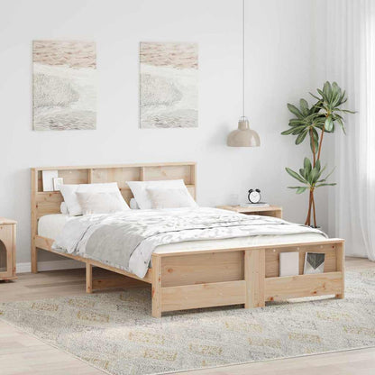 vidaXL Bed Frame with Shelf Brown 160 x 200 cm Solid Pine Wood 1