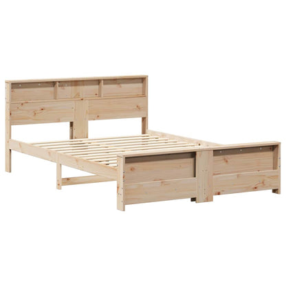 vidaXL Bed Frame with Shelf Brown 160 x 200 cm Solid Pine Wood 4
