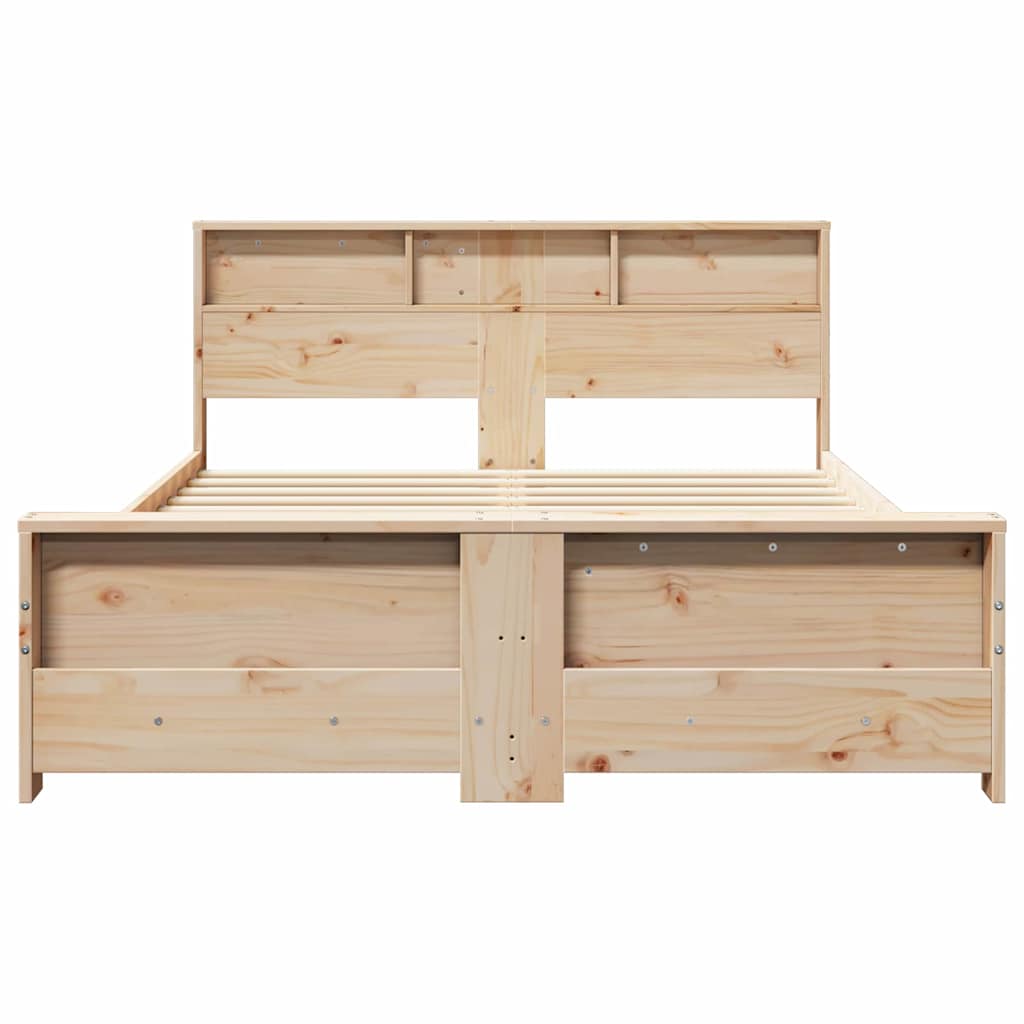 vidaXL Bed Frame with Shelf Brown 160 x 200 cm Solid Pine Wood 5
