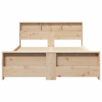 vidaXL Bed Frame with Shelf Brown 160 x 200 cm Solid Pine Wood 5
