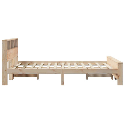 vidaXL Bed Frame with Shelf Brown 160 x 200 cm Solid Pine Wood 6
