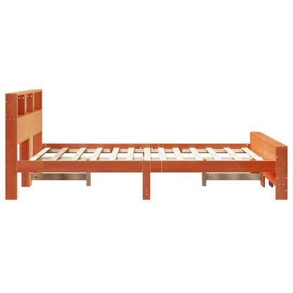 vidaXL Bed Frame with Shelf Wax Brown 160 x 200 cm Solid Pine Wood 6
