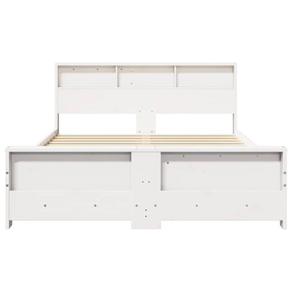 vidaXL Bed Frame with Shelf White 150 x 200 cm Solid Pine Wood 5