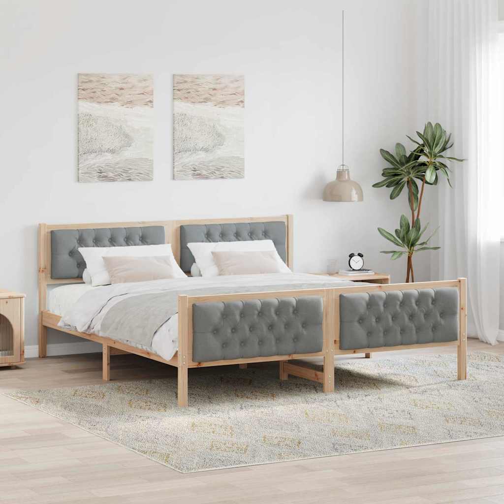 vidaXL Bed Frame Light Grey 180 x 200 cm Solid Pine Wood 1