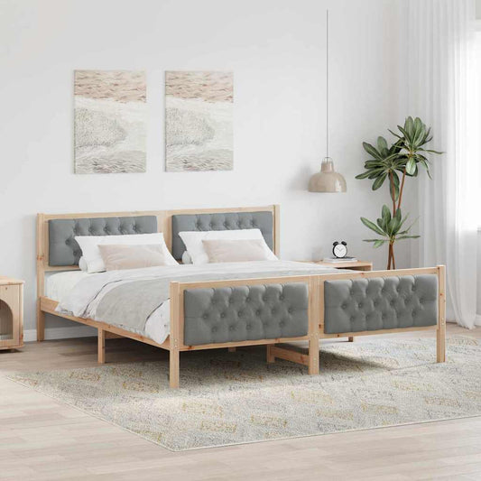 vidaXL Bed Frame Light Grey 180 x 200 cm Solid Pine Wood 1