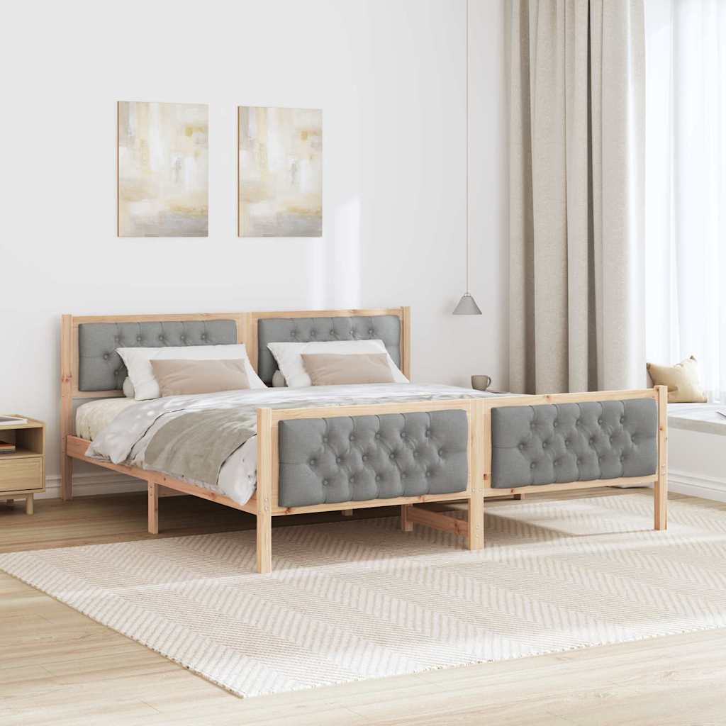 vidaXL Bed Frame Light Grey 180 x 200 cm Solid Pine Wood 4
