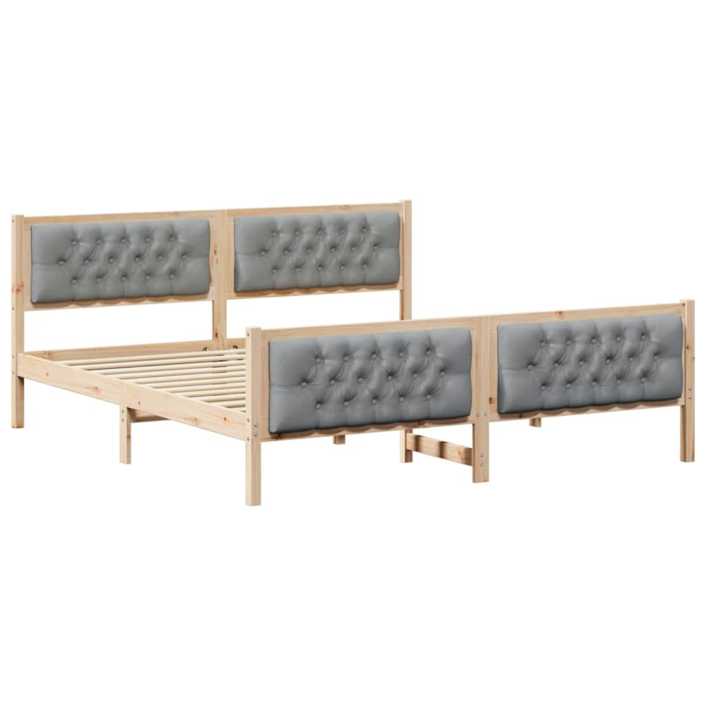 vidaXL Bed Frame Light Grey 180 x 200 cm Solid Pine Wood 2
