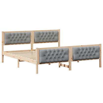 vidaXL Bed Frame Light Grey 180 x 200 cm Solid Pine Wood 2