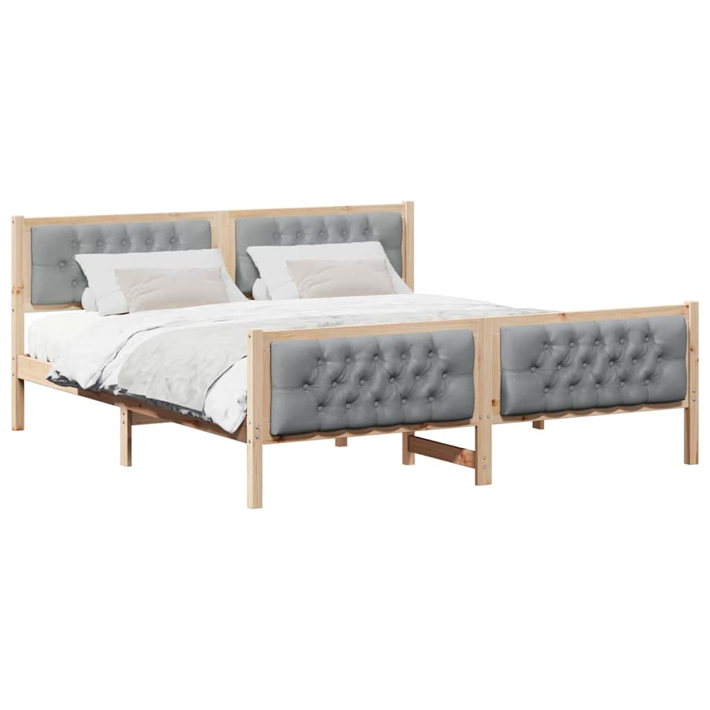 vidaXL Bed Frame Light Grey 180 x 200 cm Solid Pine Wood 3