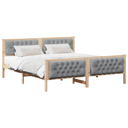 vidaXL Bed Frame Light Grey 180 x 200 cm Solid Pine Wood 3