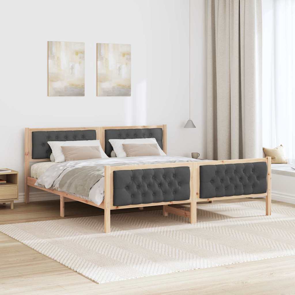 vidaXL Bed Frame with Headboard Dark Grey 180 x 200 cm Solid Pine Wood 4