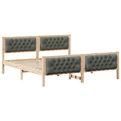 vidaXL Bed Frame with Headboard Dark Grey 180 x 200 cm Solid Pine Wood 2