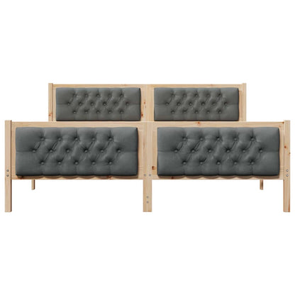 vidaXL Bed Frame with Headboard Dark Grey 180 x 200 cm Solid Pine Wood 5
