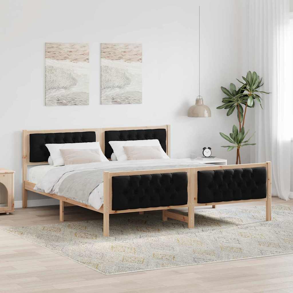 vidaXL Bed Frame with Headboard Black 180 x 200 cm Solid Pine Wood 1