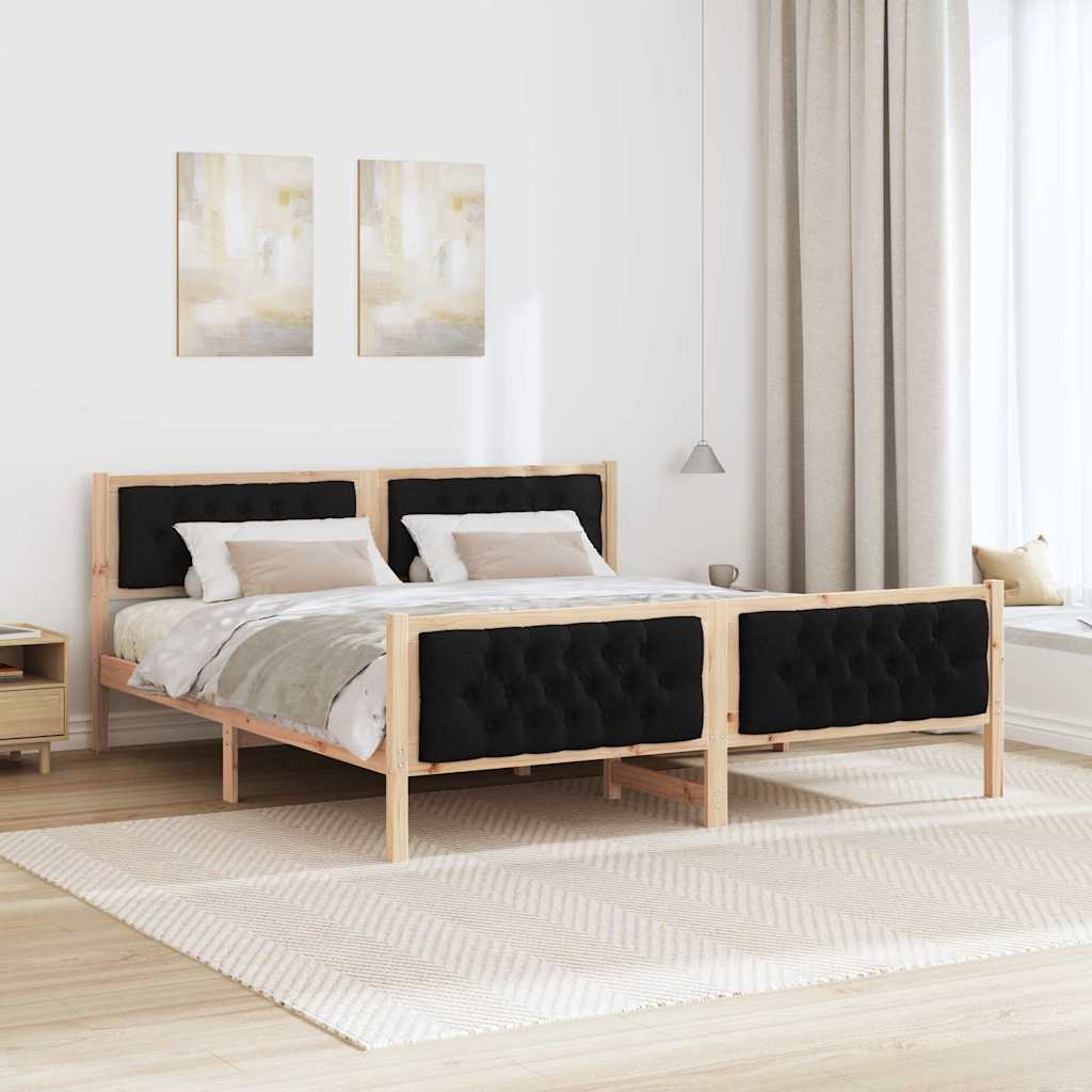 vidaXL Bed Frame with Headboard Black 180 x 200 cm Solid Pine Wood 4
