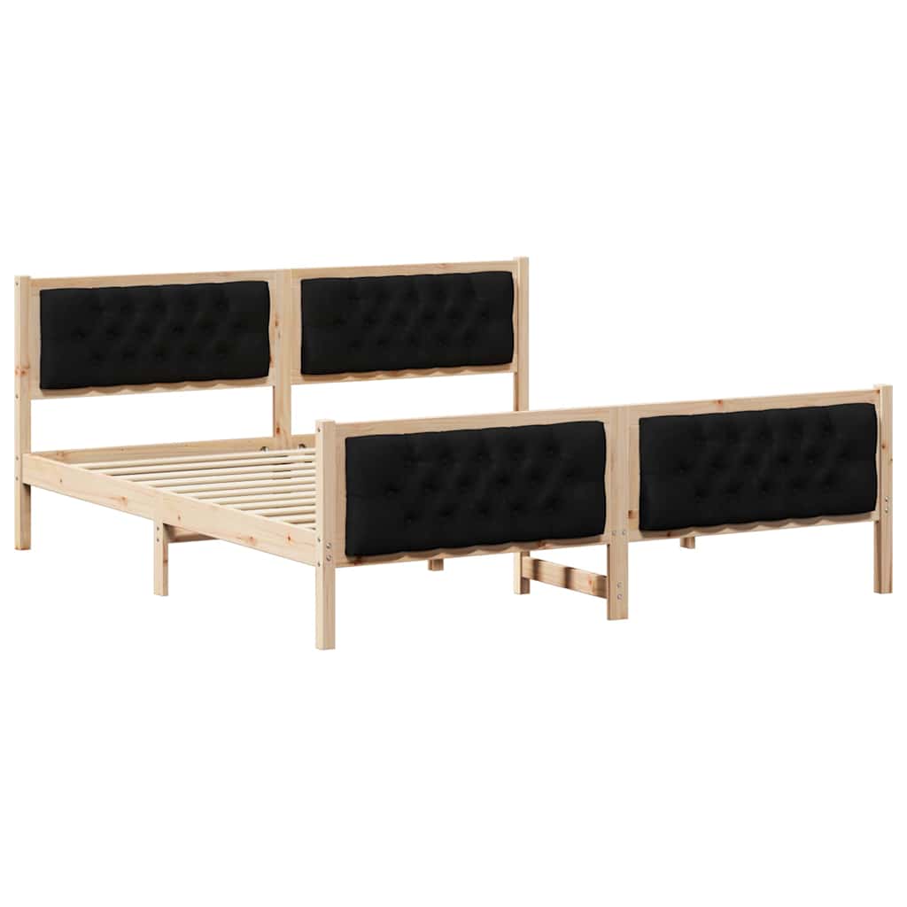 vidaXL Bed Frame with Headboard Black 180 x 200 cm Solid Pine Wood 2