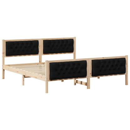 vidaXL Bed Frame with Headboard Black 180 x 200 cm Solid Pine Wood 2