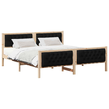vidaXL Bed Frame with Headboard Black 180 x 200 cm Solid Pine Wood 3
