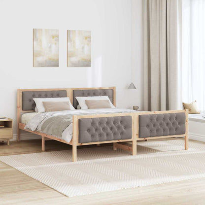 vidaXL Bed Frame with Headboard Taupe 180 x 200 cm Solid Pine Wood 4