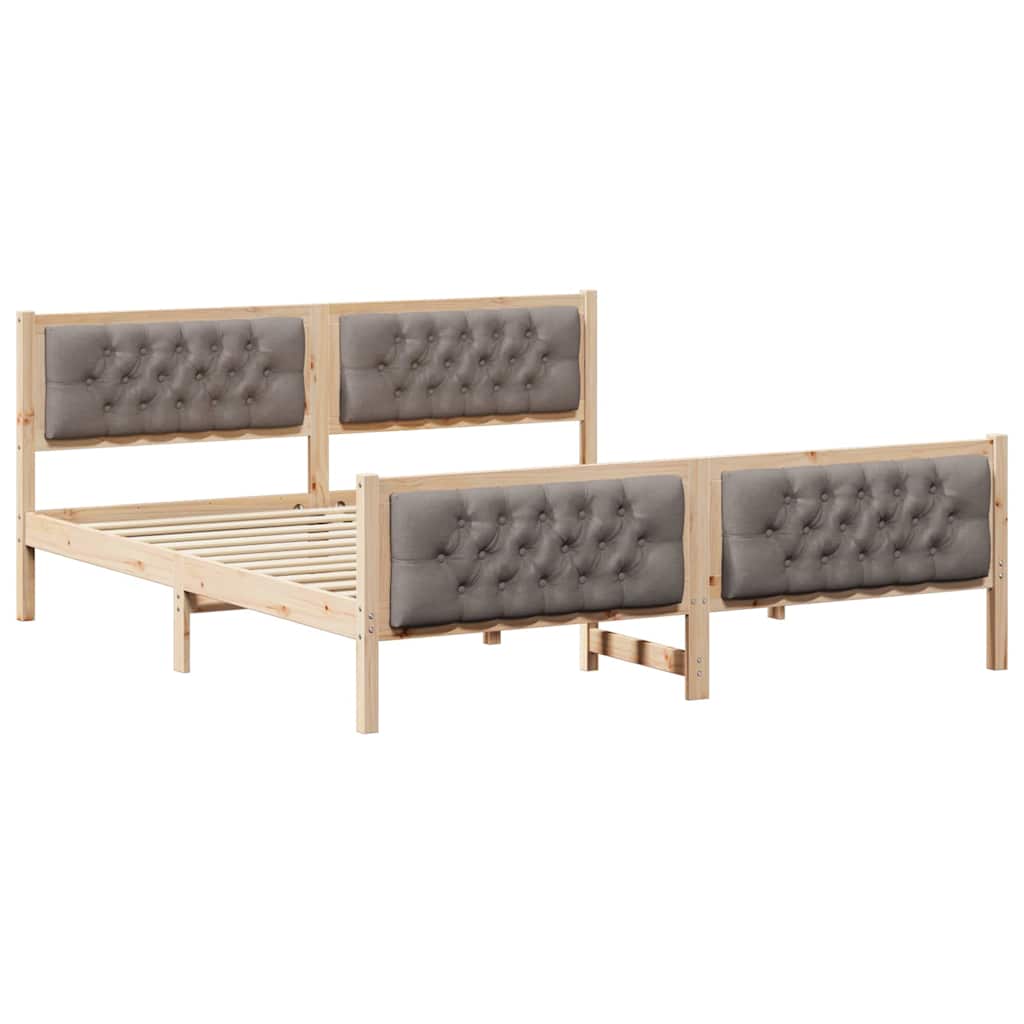vidaXL Bed Frame with Headboard Taupe 180 x 200 cm Solid Pine Wood 2