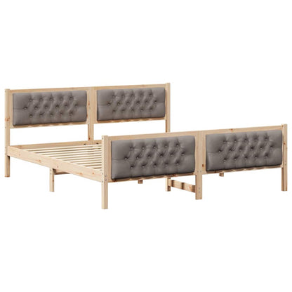 vidaXL Bed Frame with Headboard Taupe 180 x 200 cm Solid Pine Wood 2