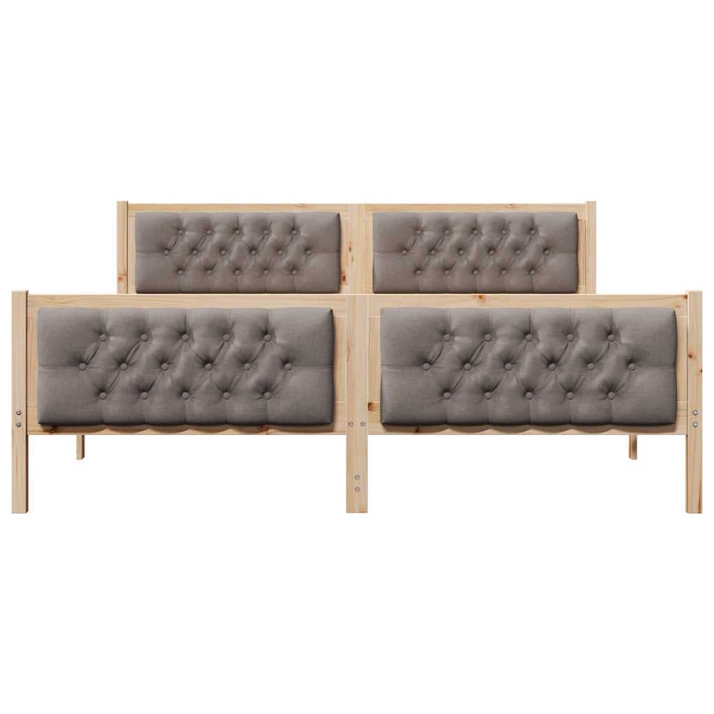 vidaXL Bed Frame with Headboard Taupe 180 x 200 cm Solid Pine Wood 5