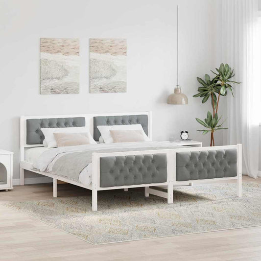 vidaXL Bed Frame Light Grey 180 x 200 cm Solid Pine Wood 1