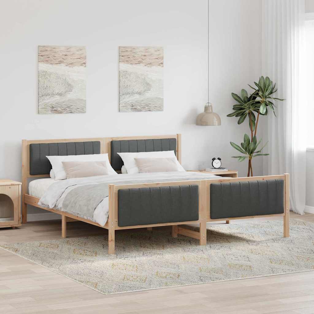 vidaXL Bed frame Brown and dark grey 180 x 200 cm Solid pine wood 1