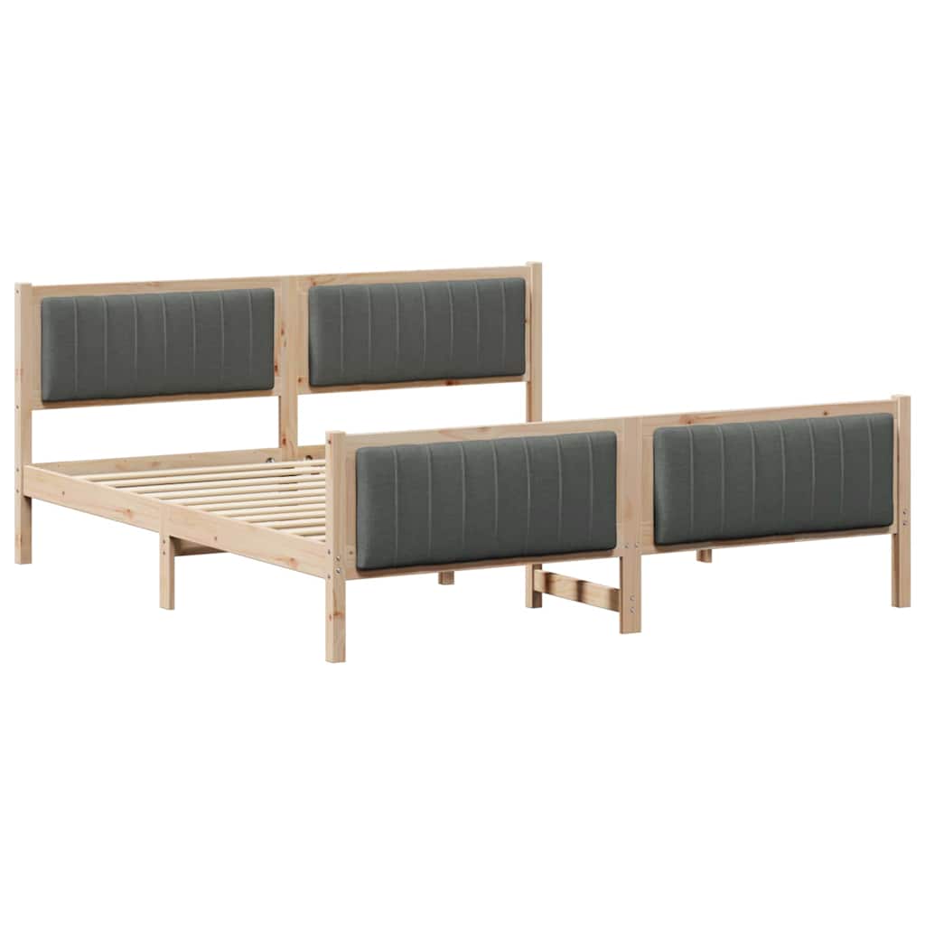 vidaXL Bed frame Brown and dark grey 180 x 200 cm Solid pine wood 2