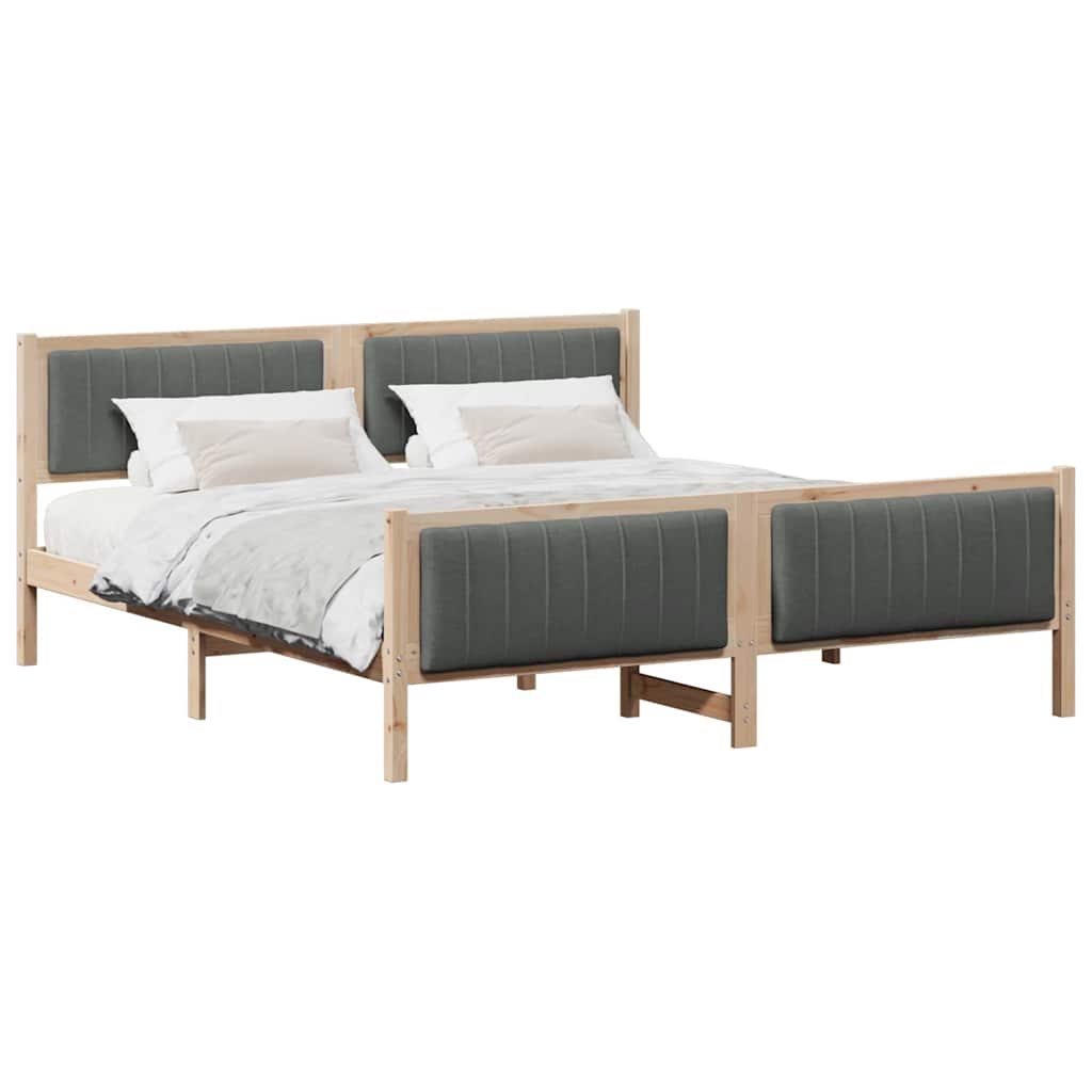 vidaXL Bed frame Brown and dark grey 180 x 200 cm Solid pine wood 3