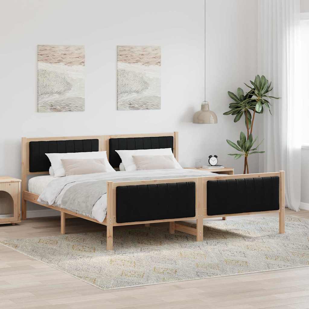 vidaXL Bed frame Brown and black 180 x 200 cm Solid pine wood 1