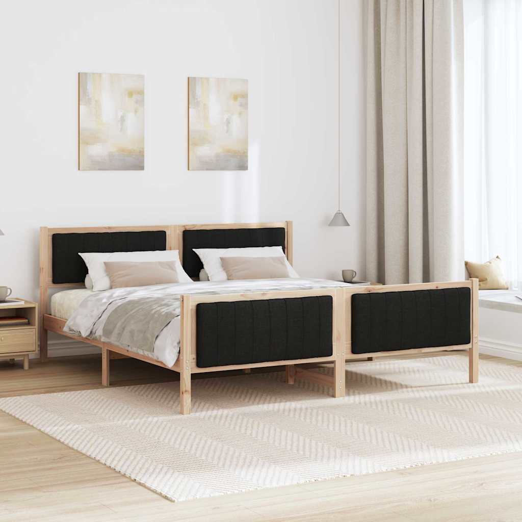 vidaXL Bed frame Brown and black 180 x 200 cm Solid pine wood 4