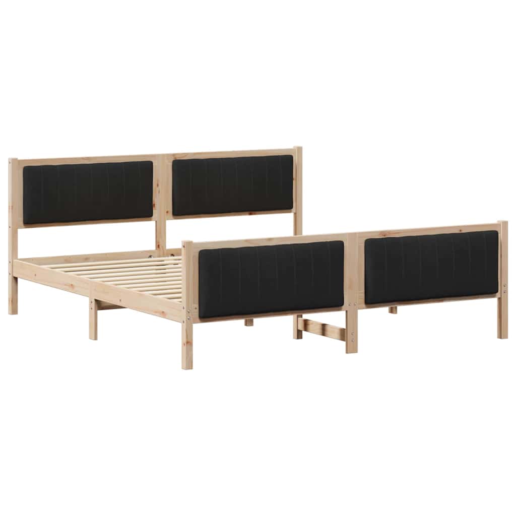 vidaXL Bed frame Brown and black 180 x 200 cm Solid pine wood 2
