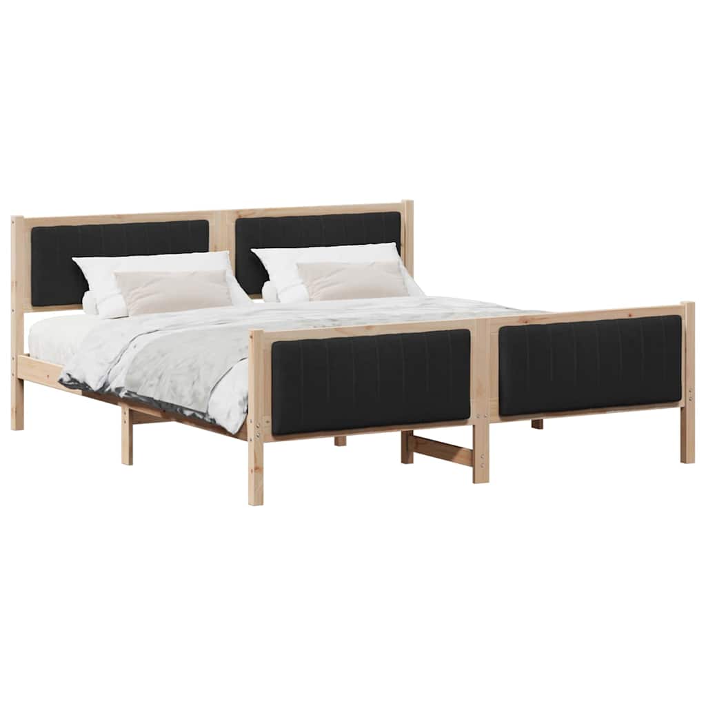 vidaXL Bed frame Brown and black 180 x 200 cm Solid pine wood 3
