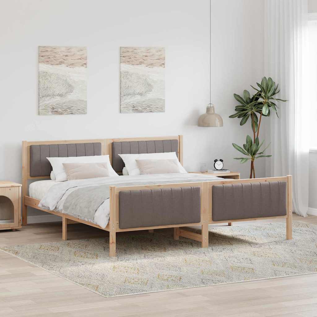 vidaXL Bed frame Brown and taupe 180 x 200 cm Solid pine wood 1