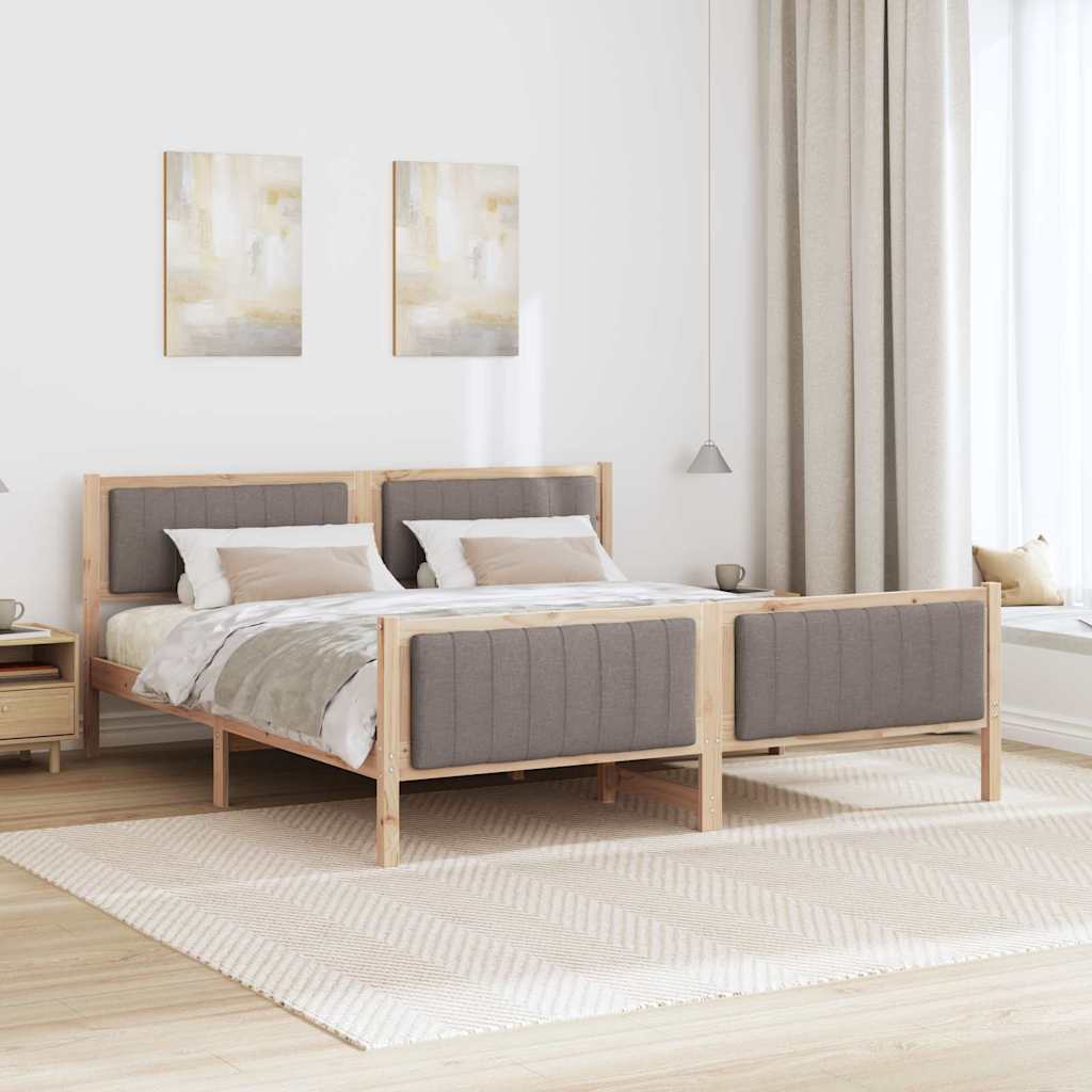 vidaXL Bed frame Brown and taupe 180 x 200 cm Solid pine wood 4