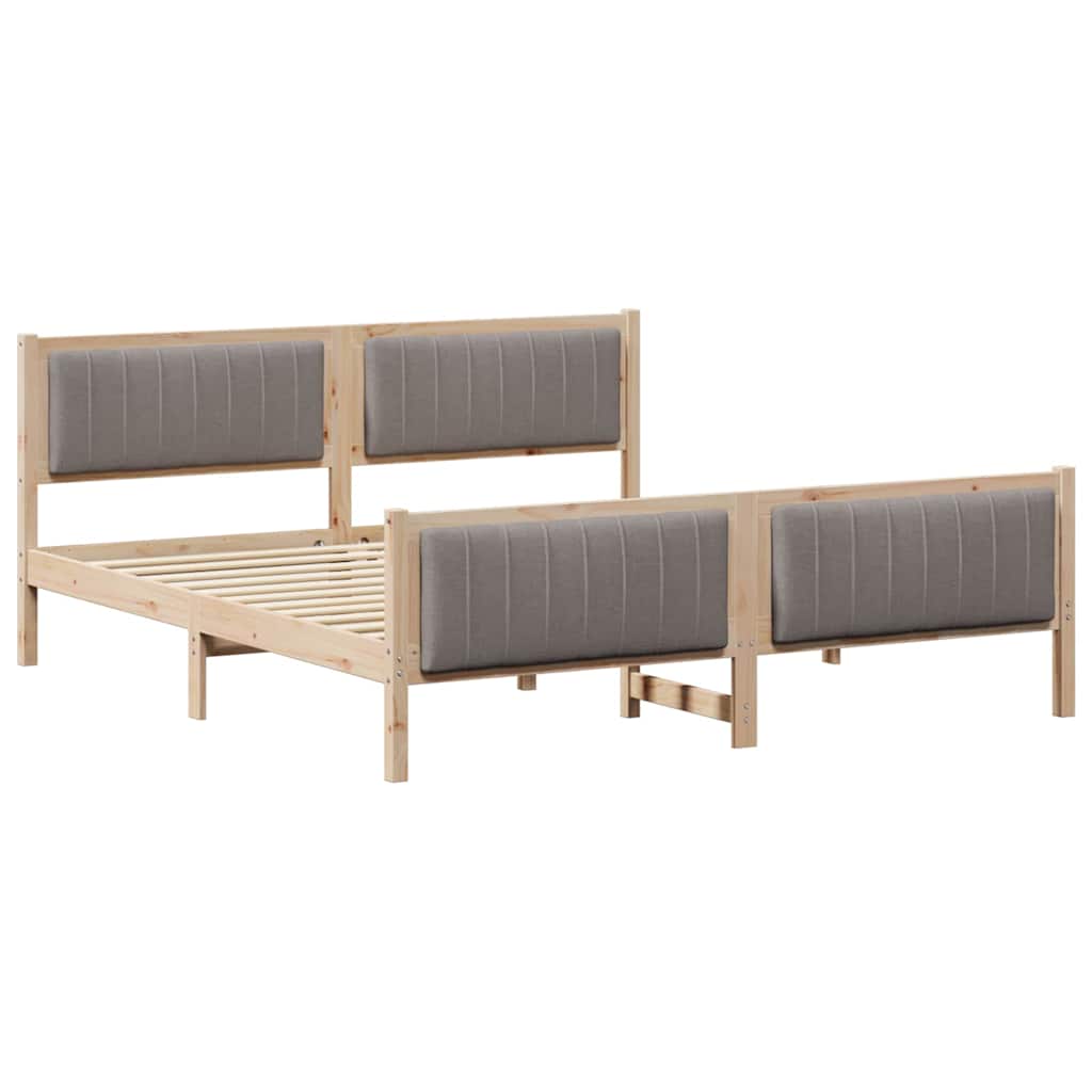 vidaXL Bed frame Brown and taupe 180 x 200 cm Solid pine wood 2