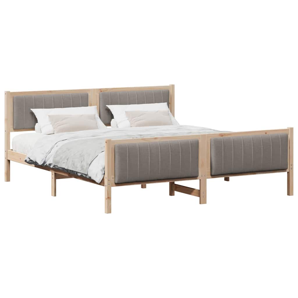 vidaXL Bed frame Brown and taupe 180 x 200 cm Solid pine wood 3