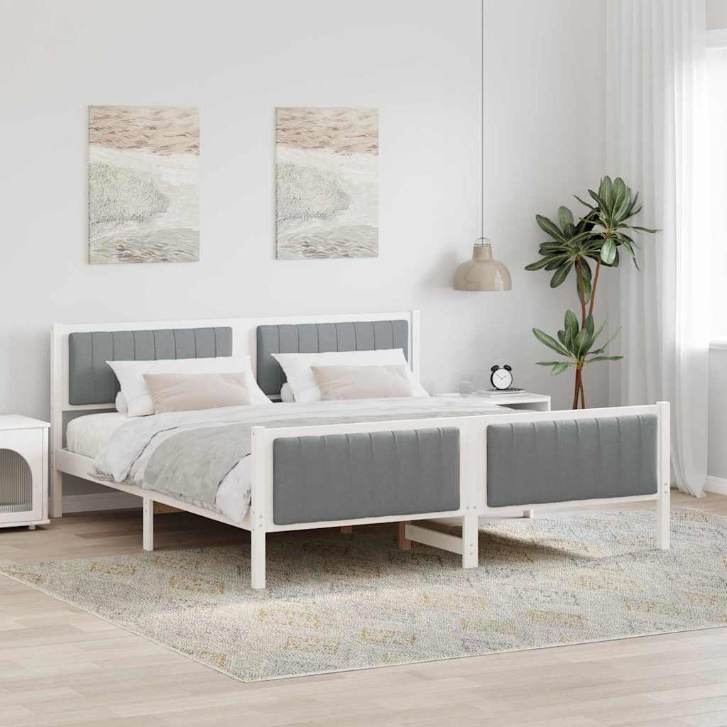 vidaXL Bed frame White and light grey 180 x 200 cm Solid pine wood 1