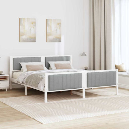 vidaXL Bed frame White and light grey 180 x 200 cm Solid pine wood 4