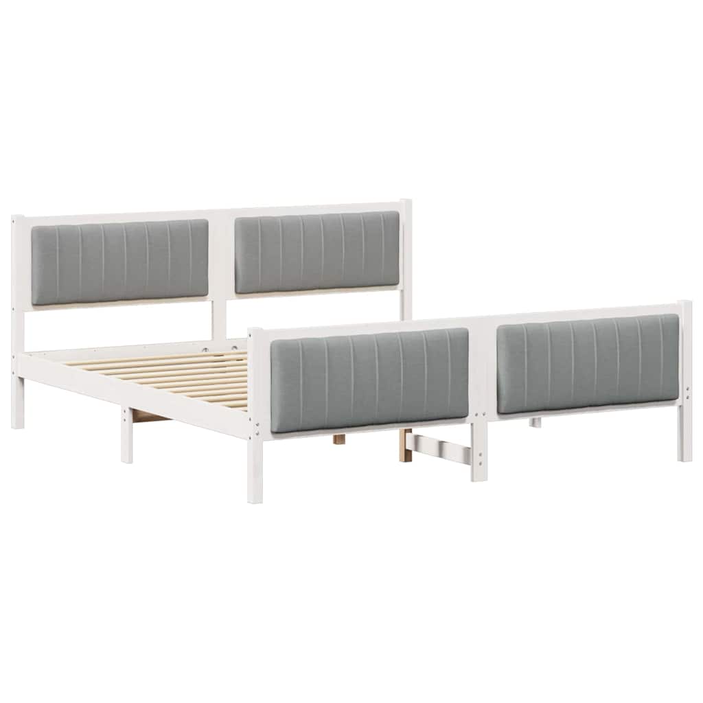 vidaXL Bed frame White and light grey 180 x 200 cm Solid pine wood 2