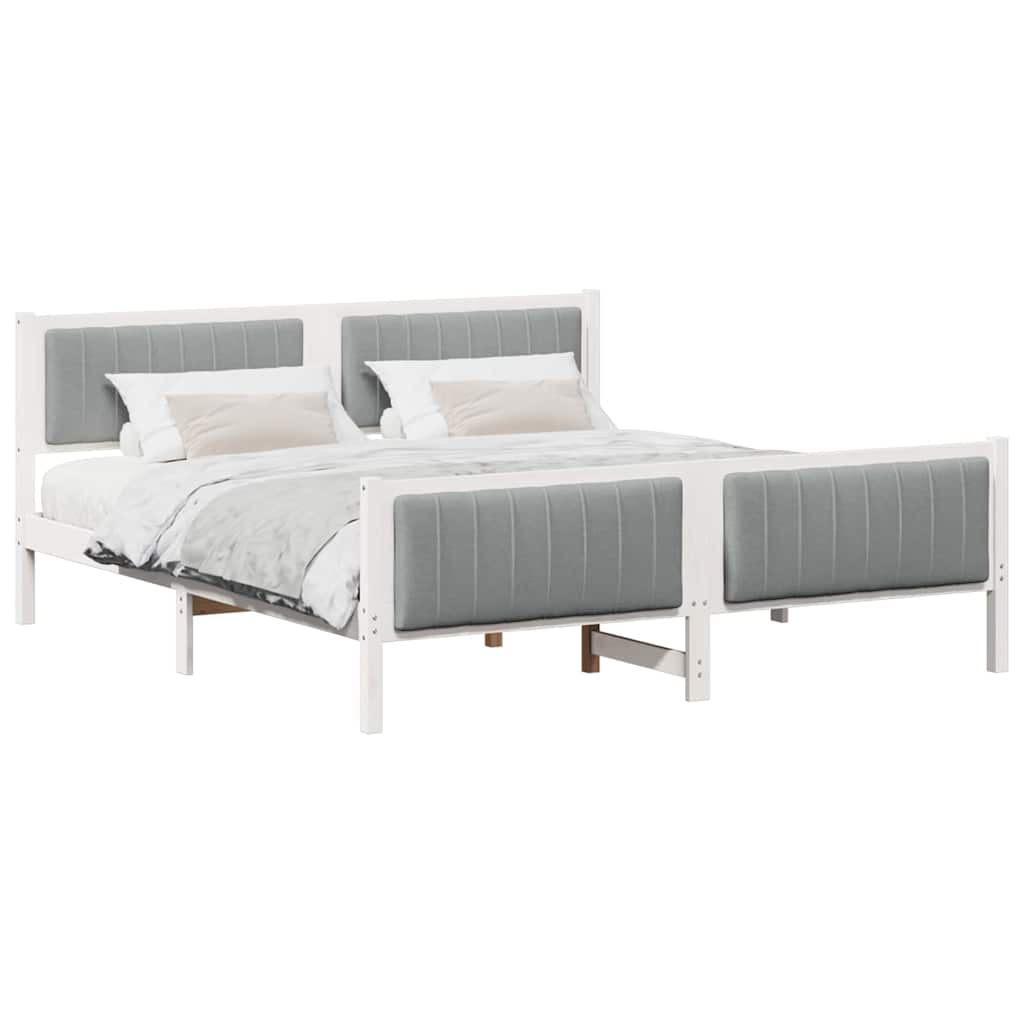 vidaXL Bed frame White and light grey 180 x 200 cm Solid pine wood 3