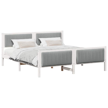 vidaXL Bed frame White and light grey 180 x 200 cm Solid pine wood 3