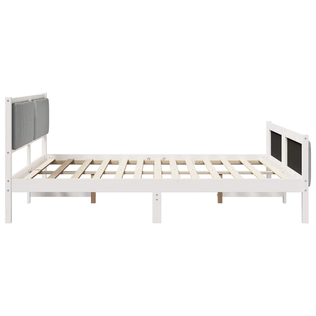 vidaXL Bed frame White and light grey 180 x 200 cm Solid pine wood 6