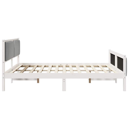 vidaXL Bed frame White and light grey 180 x 200 cm Solid pine wood 6