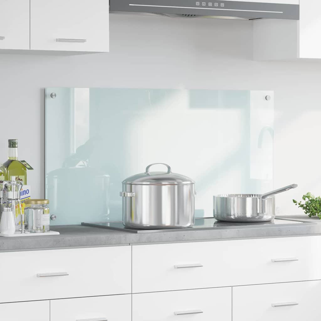 Kitchen Backsplash 70 x 40 cm Tempered Glass Milk 100 cm 50 cm