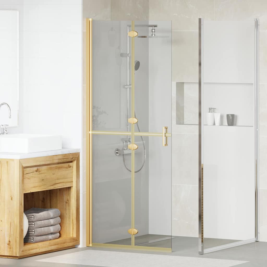 Walk-In Shower Wall Folding Gold 70 x 6.5 x 190 cm Gold frame/clear Glass 80 x 190 cm
